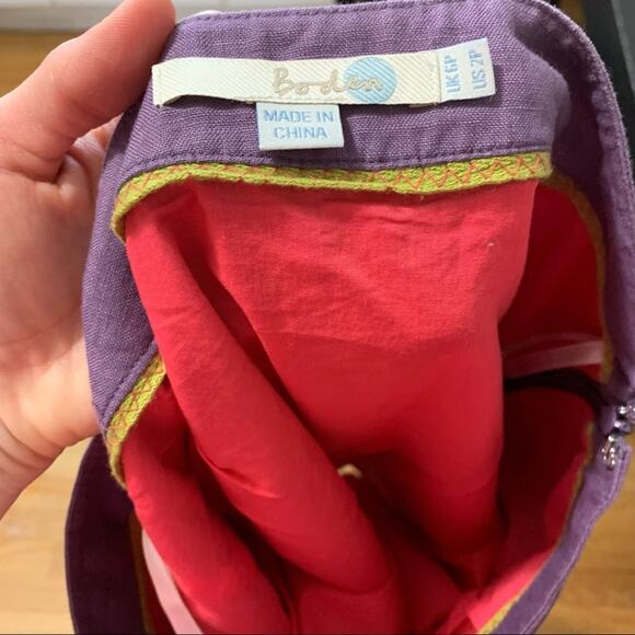 Boden purple patterned linen skirt - Picture 7 of 8